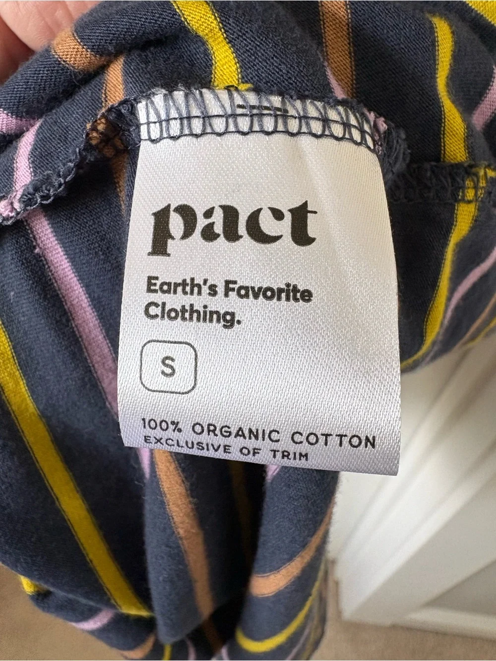 Pact Softspun Navy Striped Short Sleeve T-Shirt Dress S